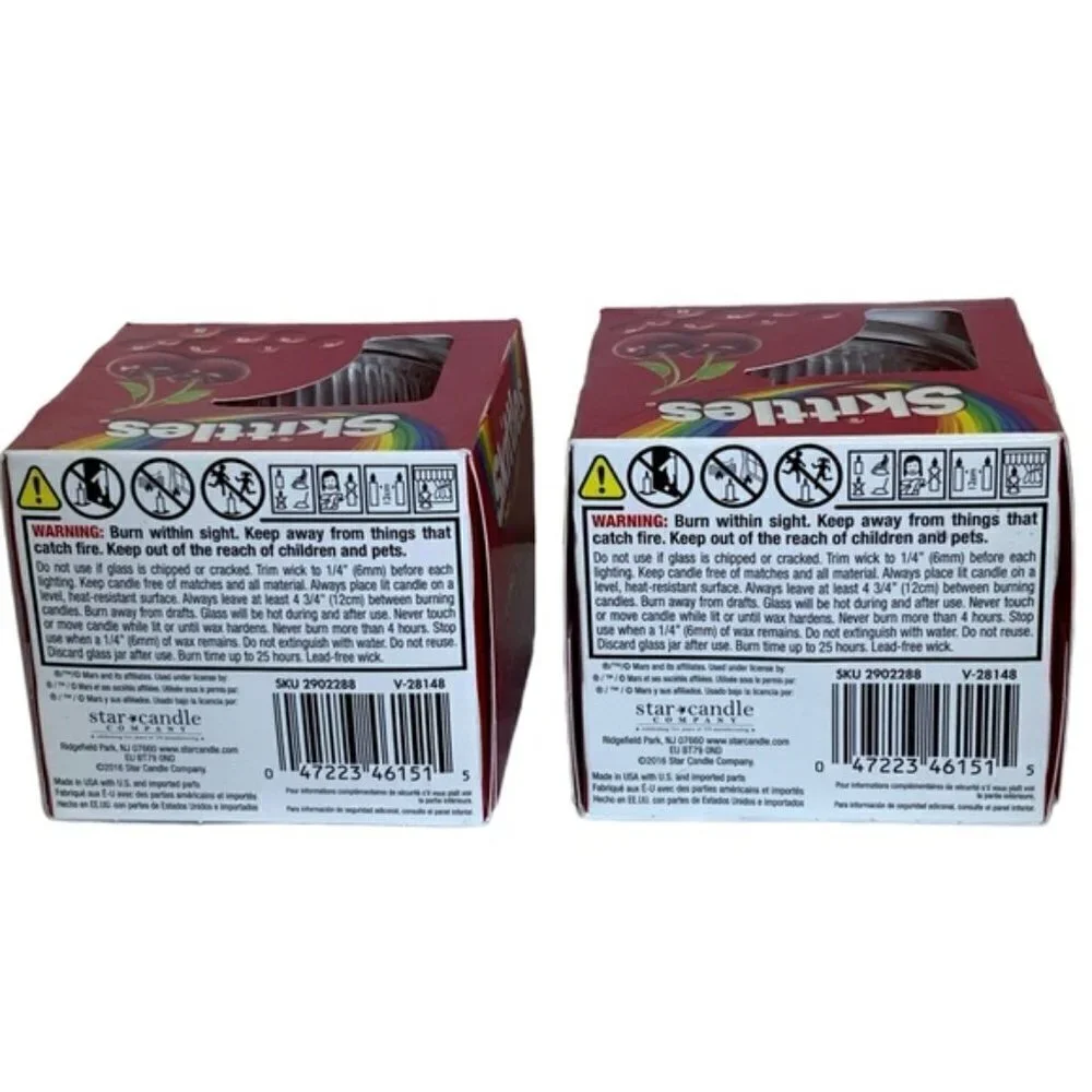 Skittles Candle Cherry Scented in Glass Container 3 OZ each  2 Piece Lot